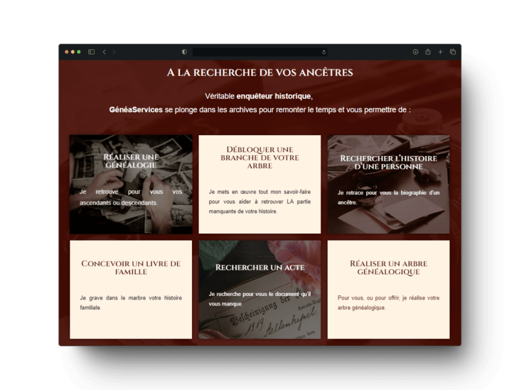 GénéaServices, l'une des réalisations de sites web de Selmma