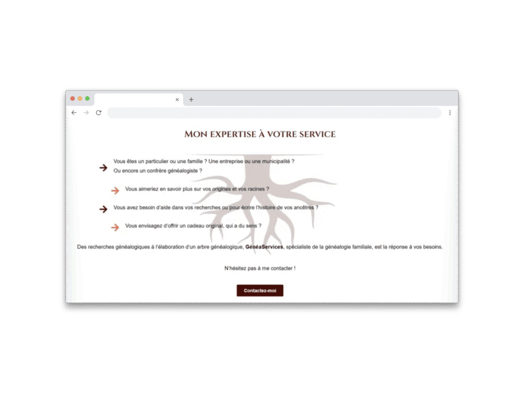 GénéaServices, l'une des réalisations de sites web de Selmma