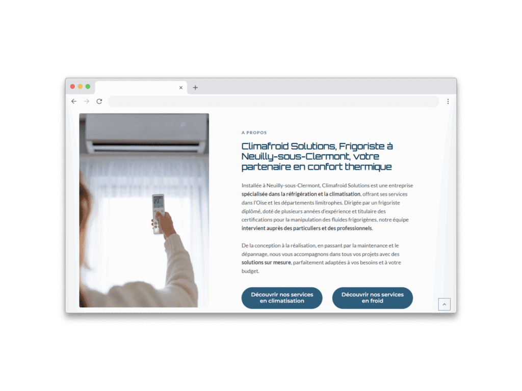 Climafroid Solutions, l'une des réalisations de sites web de Selmma