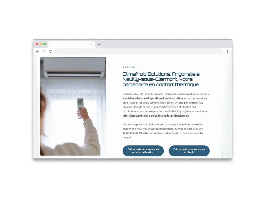 Climafroid Solutions, l'une des réalisations de sites web de Selmma