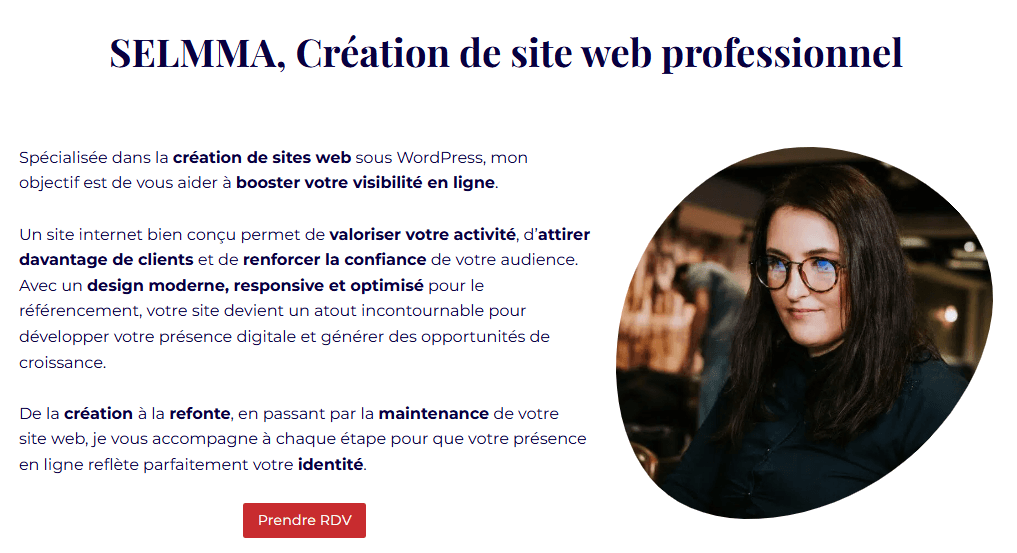 Exemple de CTA sur le site Selmma
